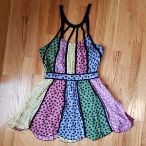 XXICOLLECTION SilkMulticolor PolkaDot Skater Dress